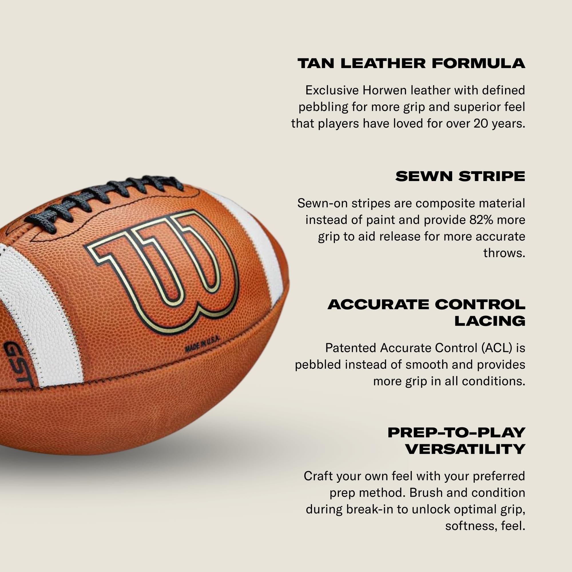 Amazon | Wilson GST レザーゲームフットボール - ブラウン ジュニア