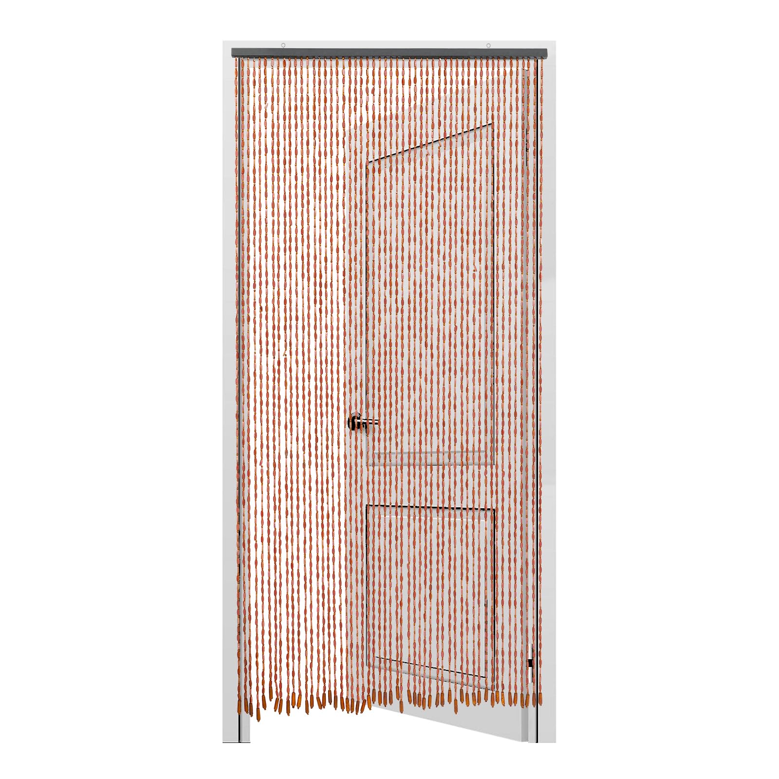 52 Strands Beaded Curtain - Cortinas de bambú para puertas hechas a mano con cuentas de bambú y madera, 200 x 90 cm