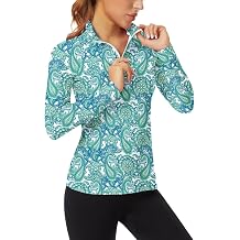 WOWENY Womens Long Sleeve Athletic Shirts Quarter Zip Pullover Collared T-Shirt Workout Print Tennis Top