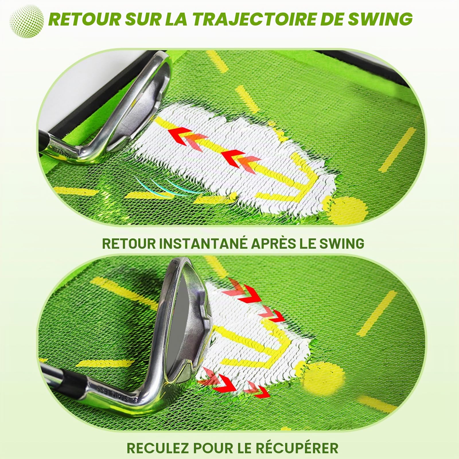 Tapis d'Entraînement de Golf Portable,Tapis de balançoire de Golf - Base antidérapante pour Un Swing précis et Un Feedback immédiat.Usage intérieur/extérieur,idéal pour débutants et golfeurs