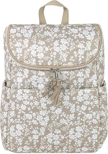 Miniatura 2 de Mochila multifuncional para pañales floral y bolsa de viaje para bebé con cambiador y correas para cochecito azul floral