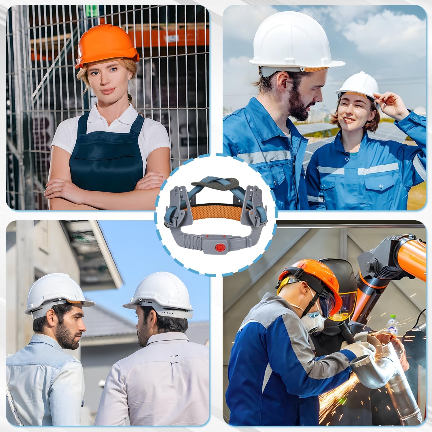 Hard Hat Sweat Bands 4Pcs, Innovative 3-Layer Fabric Sweatbands for Hard Hats Washable, Reusable Cotton Hard Hat Liners,Sponge Hardhat Sweatband for Safety Hat Accessories (Cool Terracotta)