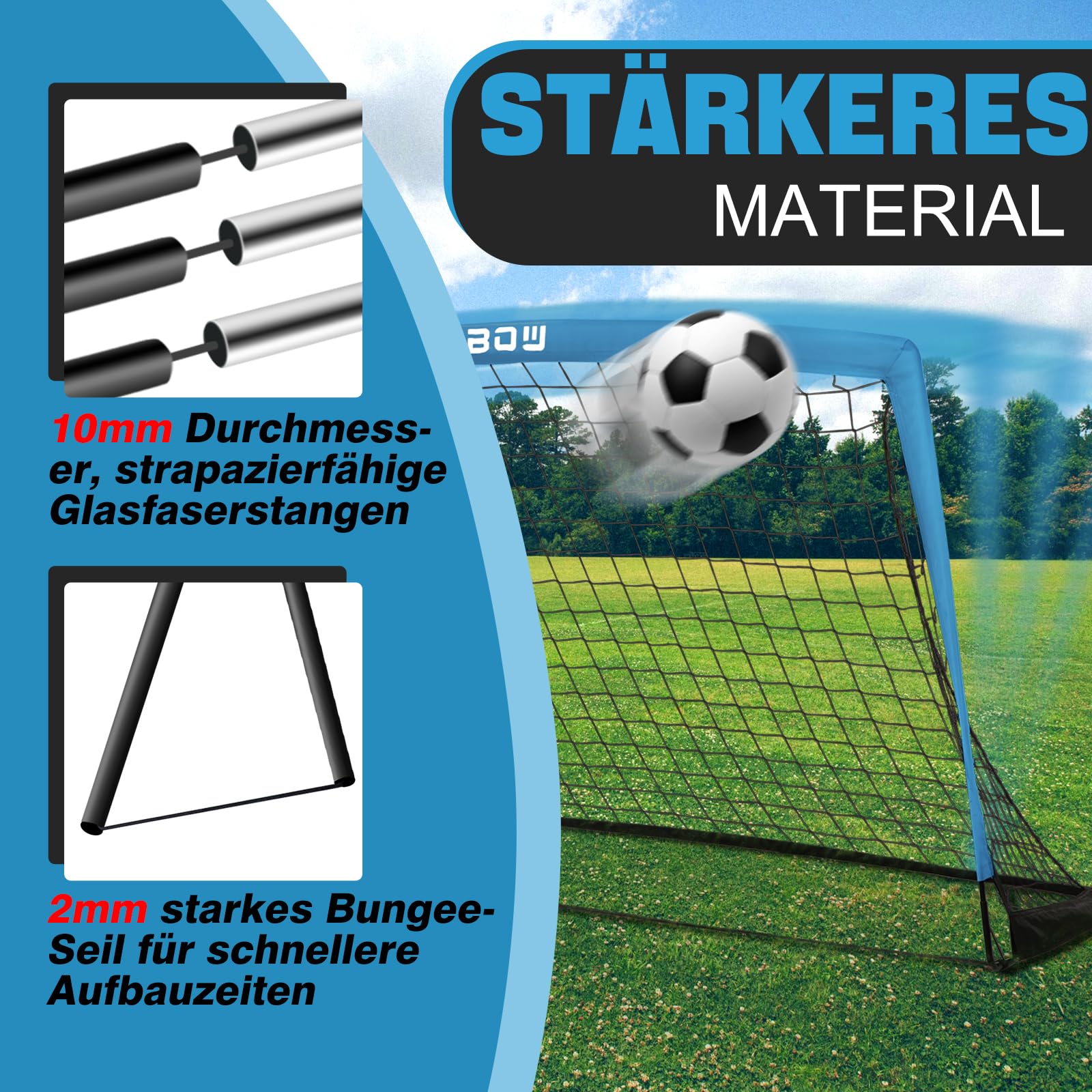 182 x 121 cm Kinder Fußballtor mit Tragesack, tragbare Fußballnetze für Hinterhoftraining, Indoor/Outdoor-Nutzung für Jugendliche und Erwachsene
