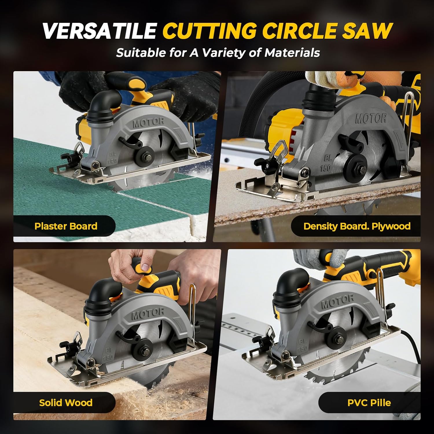 Cordless Circular Saw Compatible with Dewalt 20V Max Battery, 5.5" Saw Brushless Motor 6200RPM Electric Circular Saw with 2 Blades (Tool Only, No Battery)