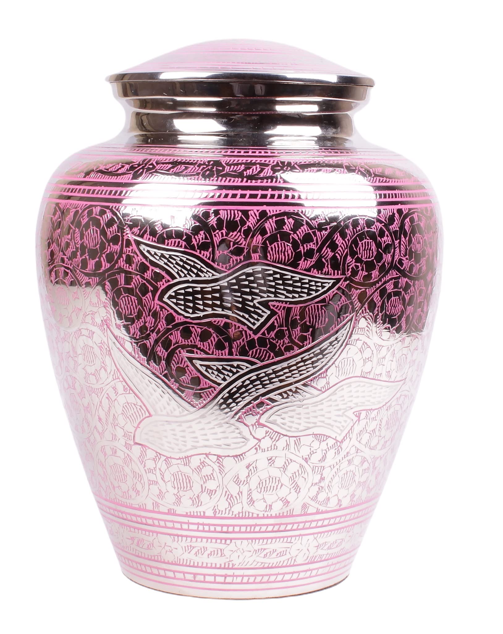 Extra Large Adult Pink Cremation Urn For XXL Adult Or Two Small Adults Ashes 5812PIBXXL-Beautiful Flying Birds Design