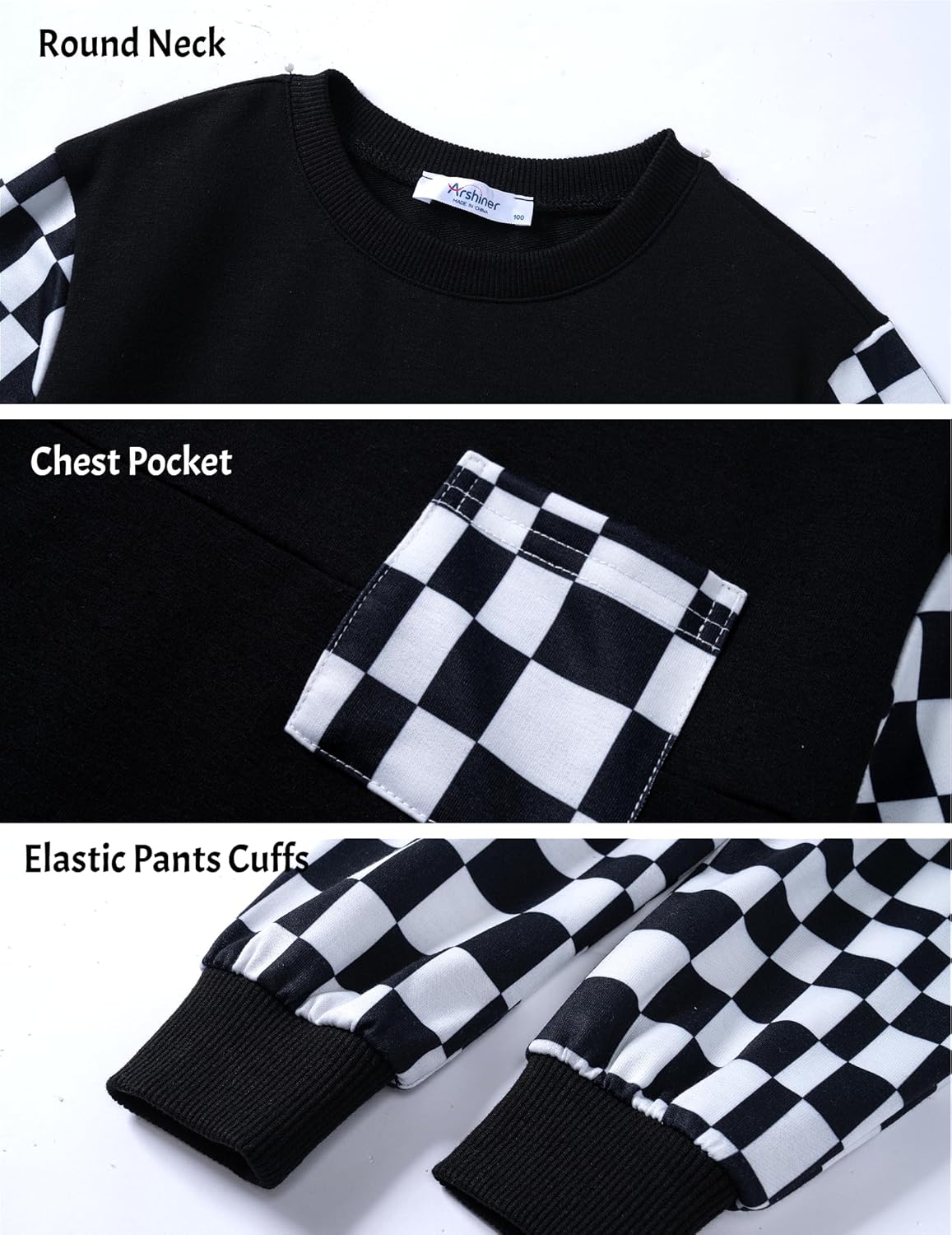 Arshiner Boys Sweatsuit Long Sleeve Crewneck Sweatshirt and Pants Fall Winter Tracksuit Set 2-10Y - Image 6