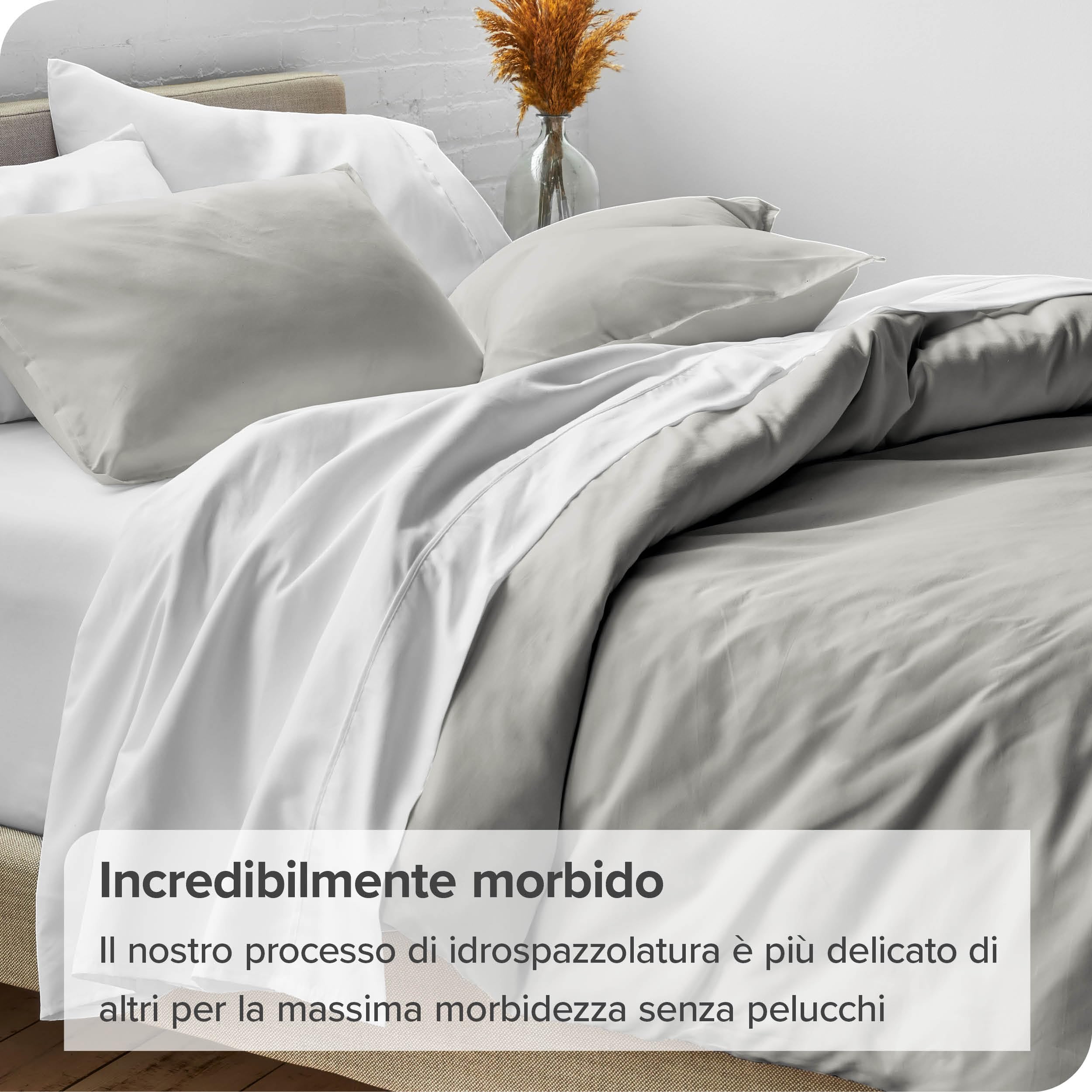 Bare Home Set Copripiumino Collezione Premium 1800 Ultra Morbida - Copripiumino Leggero e Fresco - Copripiumino dalla Texture soffice (240 x 220/80 x 80 x 2, Grigio Chiaro)