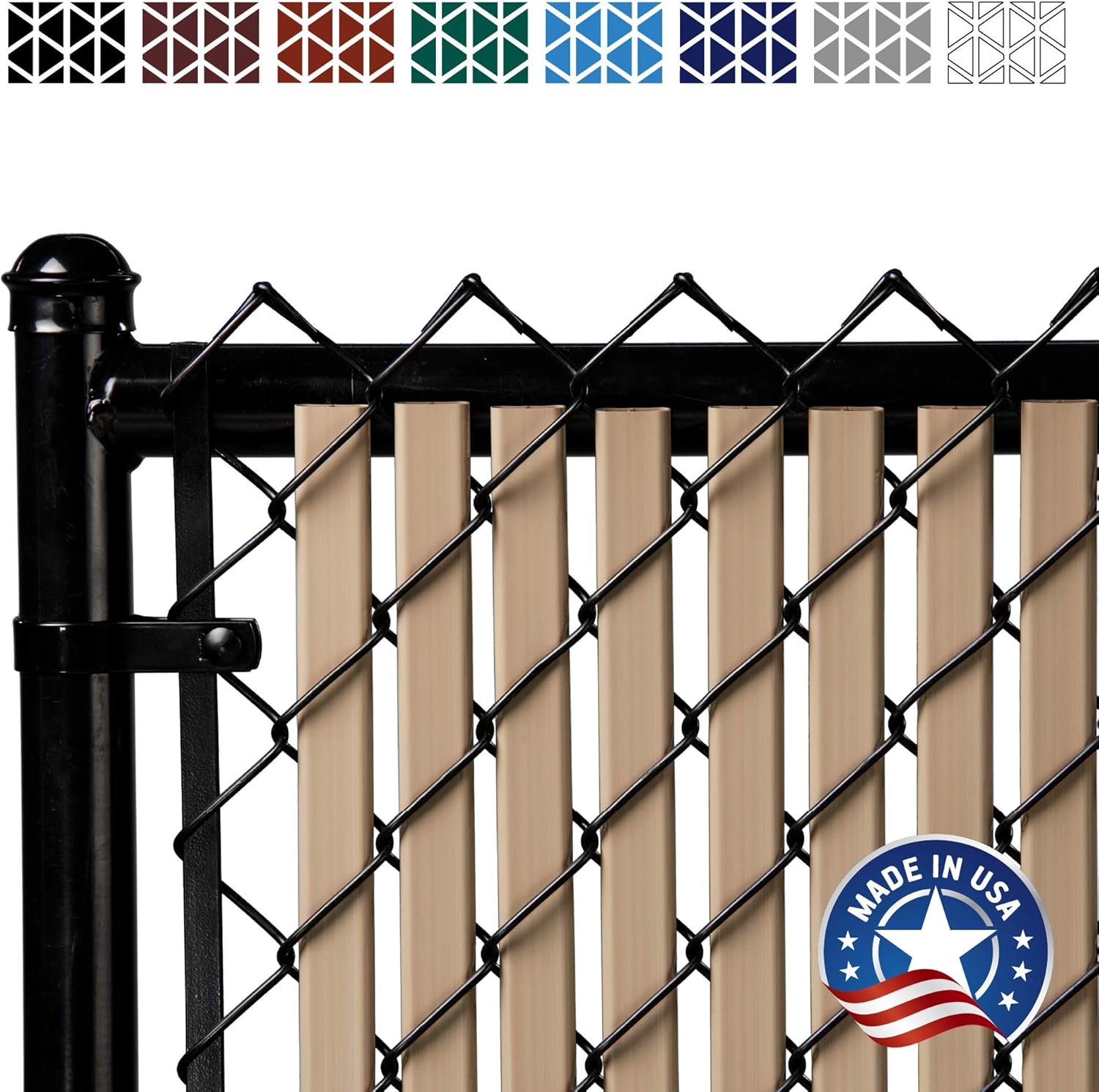 Proudly Made in The USA! - Tube Slat Double-Wall Bottom Locking Slat Depot Privacy Slat for 3', 4', 5', 6', 7' and 8' Chain Link Fence (5ft, Beige)