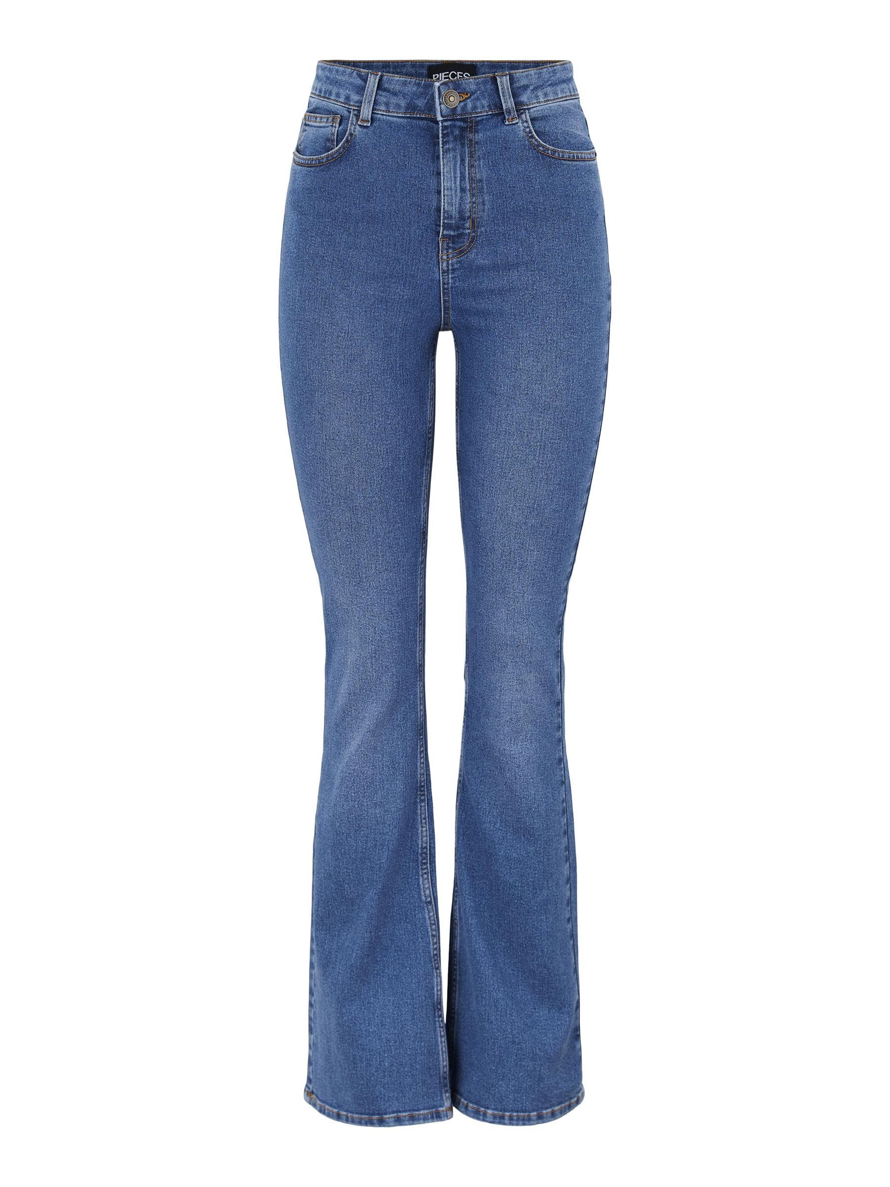PIECES Women's PCPEGGY Flared HW Jeans MB NOOS BC Jeans, Medium Blue Denim, M