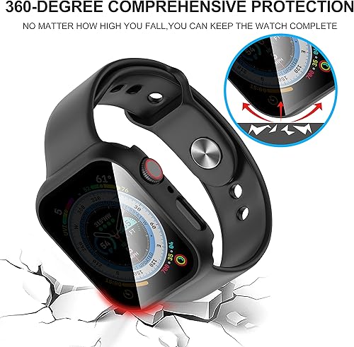 Miniatura 5 de Suoman - Juego de 3 fundas para Apple Watch de 44 mm con protector de pantalla de privacidad, anti-mirones Funda de cristal templado ultra delgada