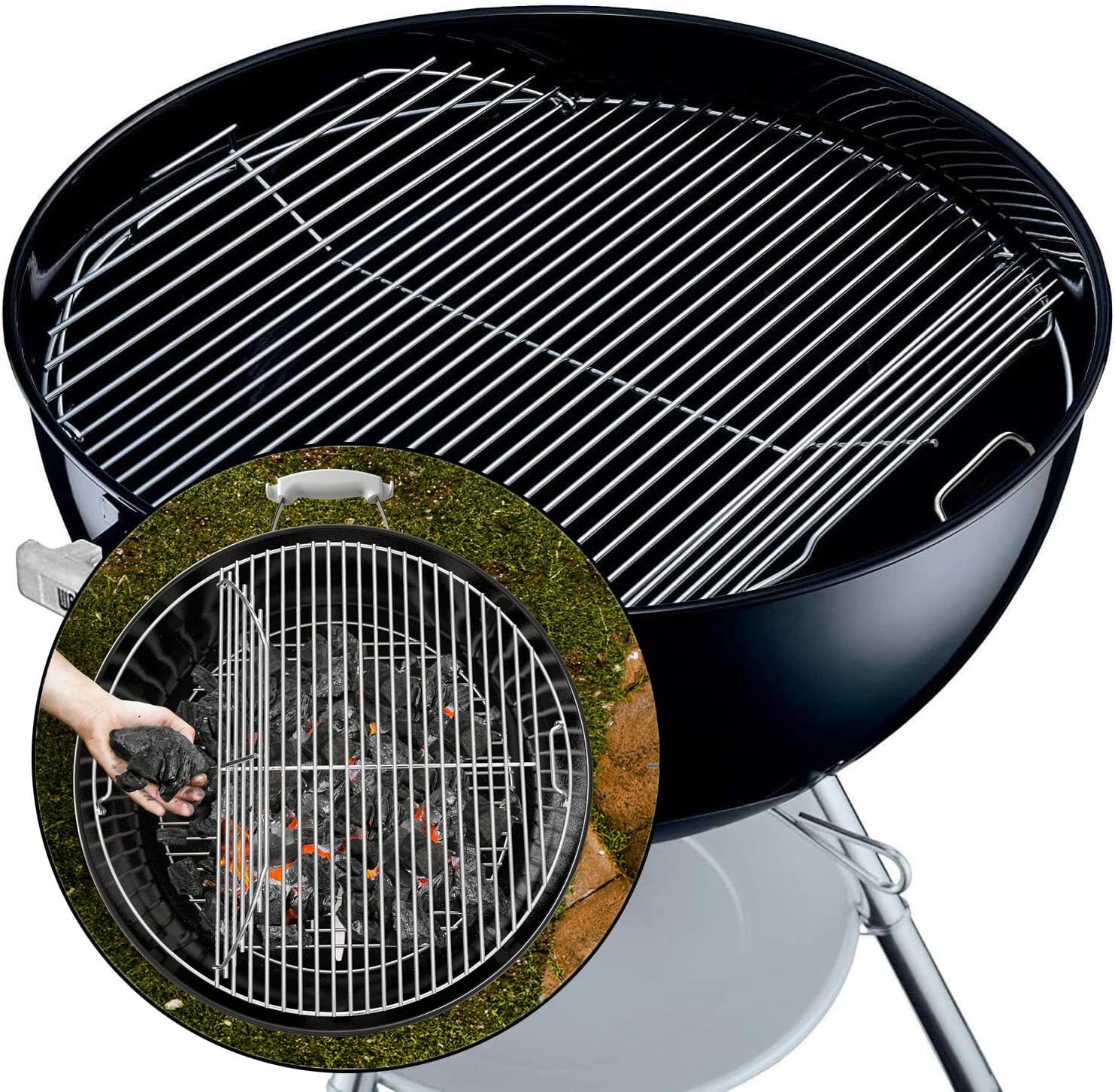 CHAMSUREUK 54,6cm Cooking Grate 7436 for Weber Round BBQ Grill Rack, Grill Replacement for Weber 57 CM Charcoal Grate, Master-Touch, Bar-B-Kettle and One-Touch Charcoal Grill - 3