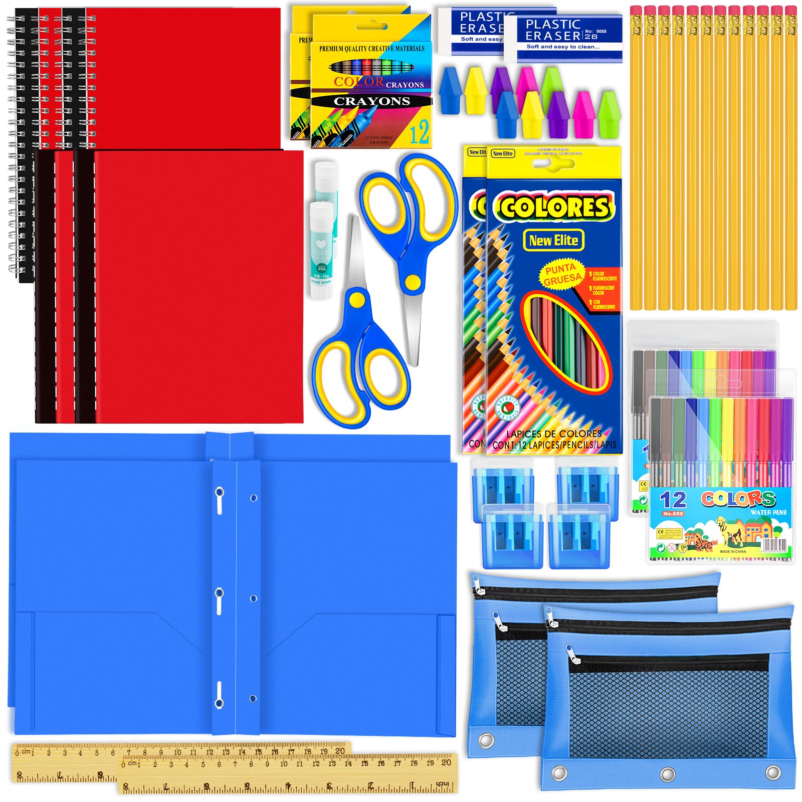2 Set Back to School Supplies Kit for Kindergarten-Grade 5 Student Bulk Back to School Essentials Includes Notebook Markers Pencil and Much More School Supplies Students