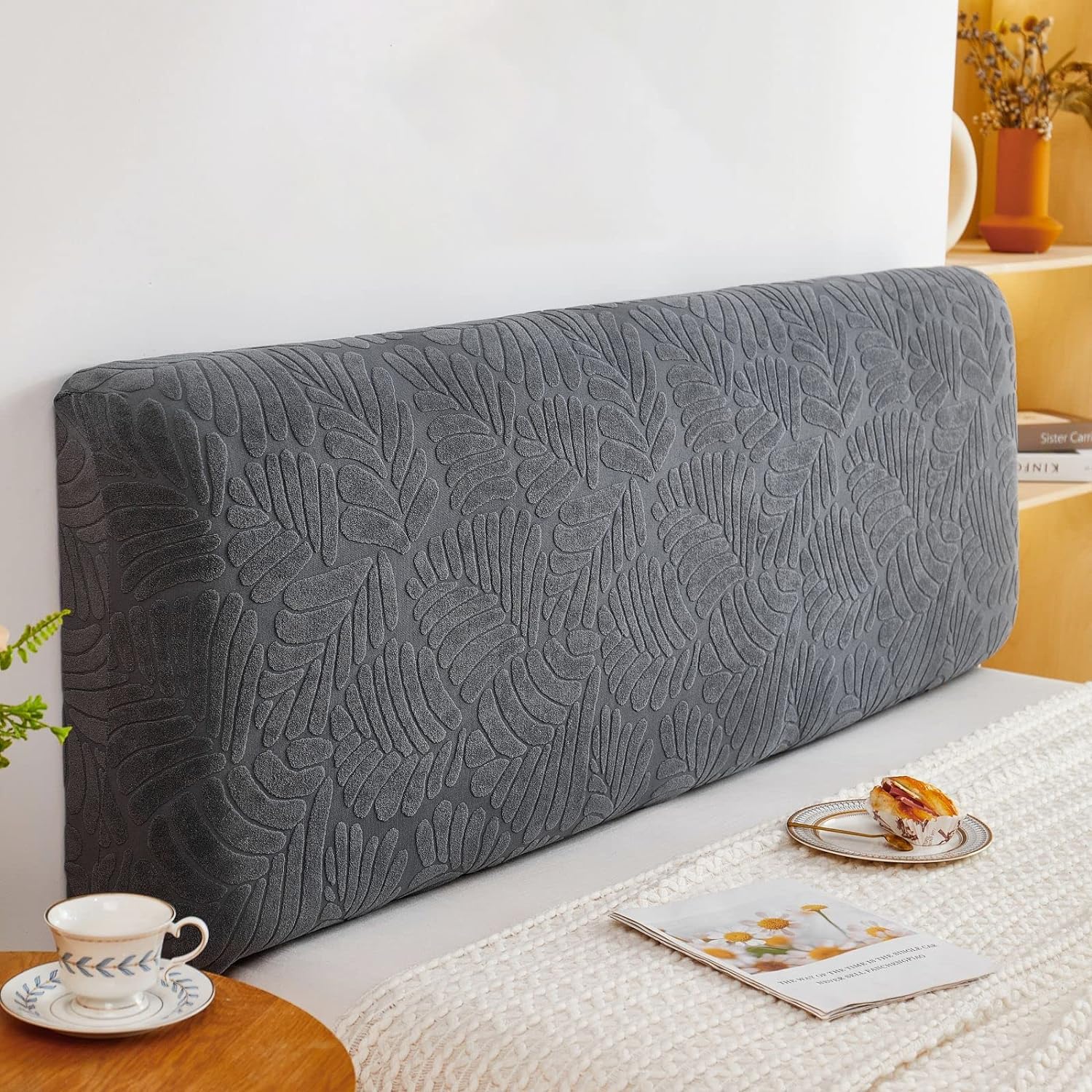 Headboard Cover For Bed Elastic Stretch Slipcover Covers Headboard Bed Lining For Dustproof Protector Cover In Spandex Fabric Soft Protective Coverage Of Padded Bed Single Double(210-240cm,Dark gray)