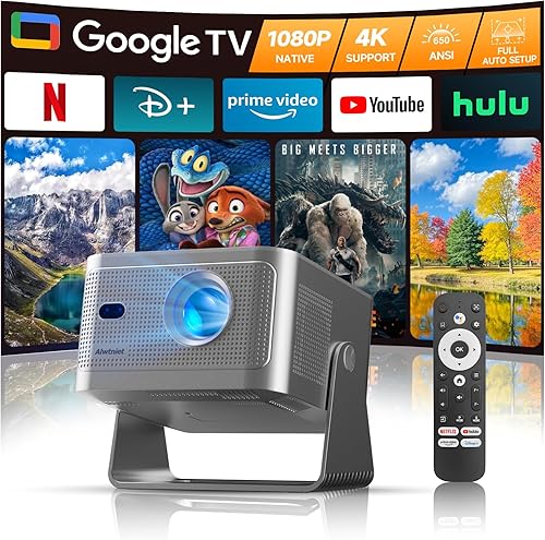 Miniatura 12 de Mini proyector con soporte 4K, proyector inteligente portátil con WiFi 6 y Bluetooth 5.4, altavoz Soundbase de 5W, Auto Keystone giratorio de 180°,