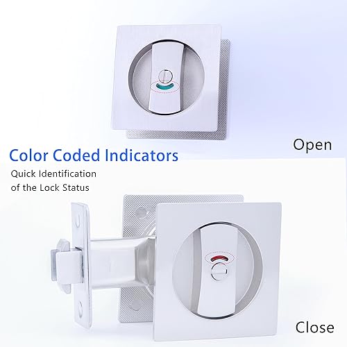 Miniatura 2 de Dontay Cerradura y tirador de puerta de bolsillo, pestillo cuadrado de privacidad (camabaño), asas empotradas, fondo de 2-38 pulgadas, accesorios