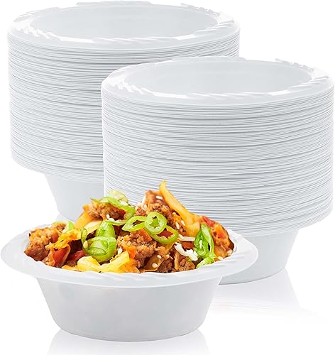 Cuencos y platos desechables de plástico duraderos y prácticos para fiestas y eventos (12 onzas, 100.00 pulgadas, conteo)