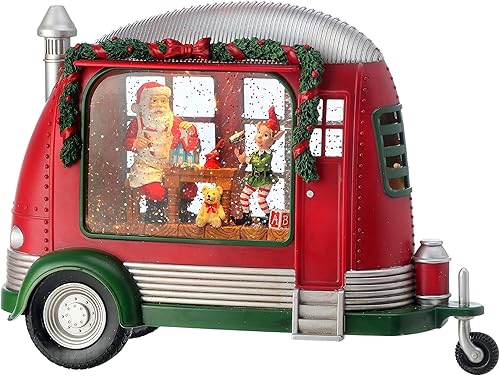 Regency International Temporizador LED Santa Toy Trailer Globo de agua, 11 pulgadas, multicolor
