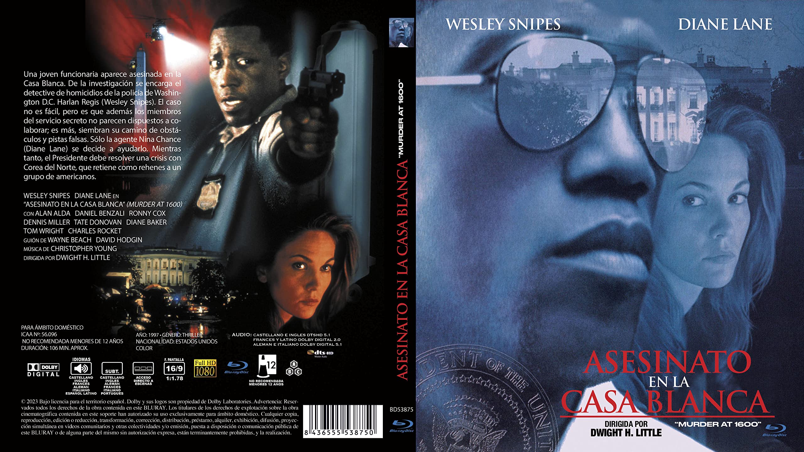 Murder at 1600 (1997) Blu-Ray Spanish Import, Plays in English, Dwight H. Little, Wesley Snipes, Diane Lane - Image 3