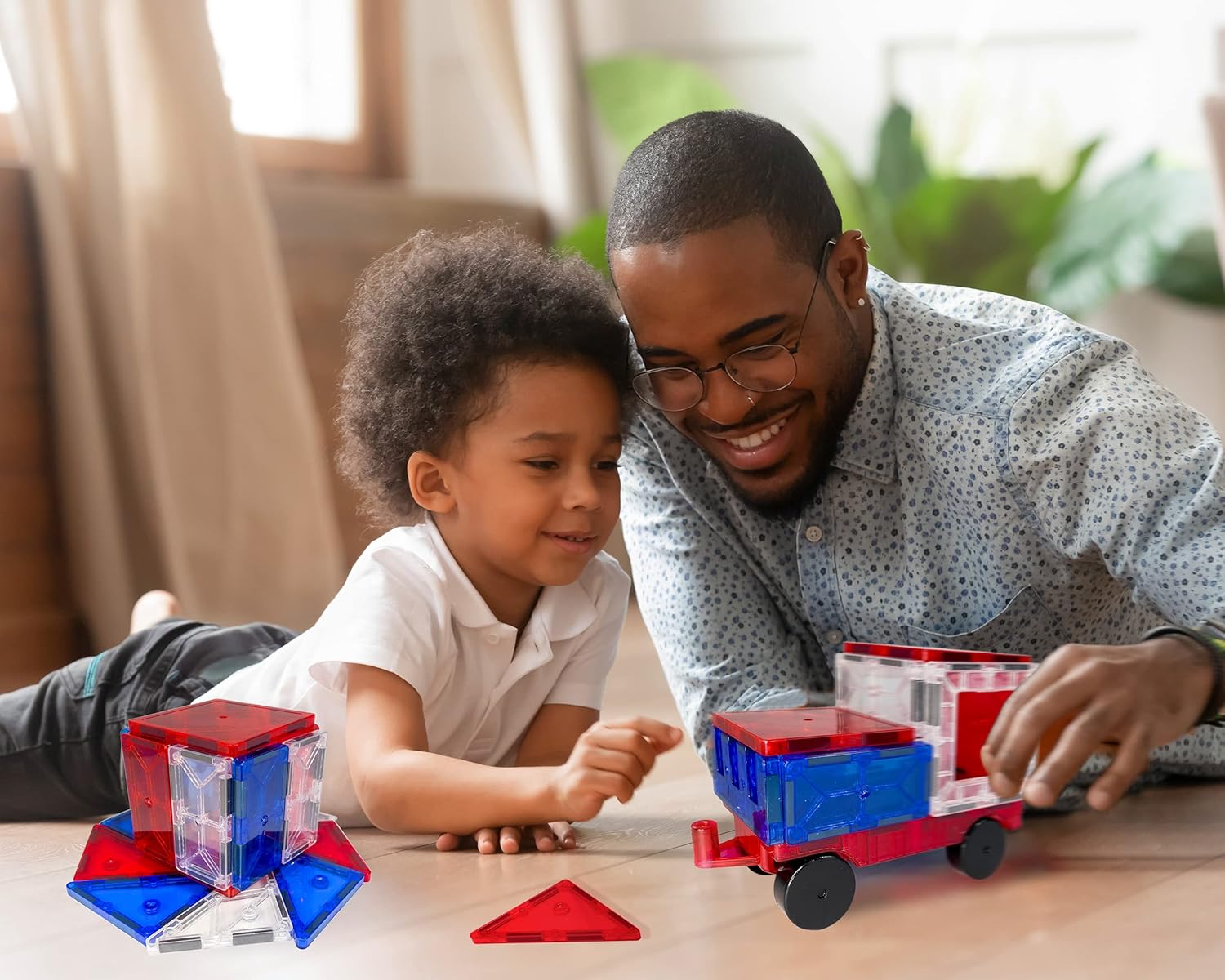 Tytan Tiles 4th of July 60-Piece Magnetic Tiles Building Set, Ergonomic Design, Kids’ STEM Toy, Architectural Building, Creative Play, Pattern Recognition, America USA Themed, Ages 3 and Up