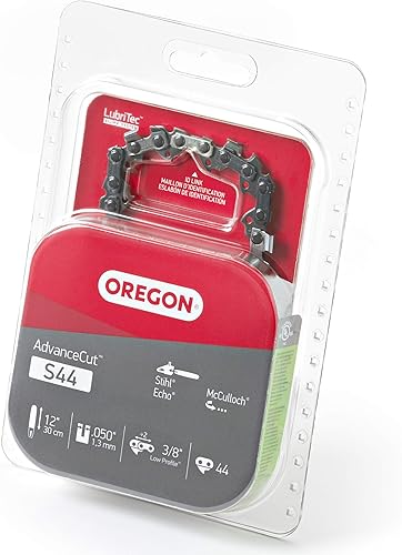 Oregon S44 AdvanceCut - Cadena de repuesto para motosierra y podadora de poste para barras guía de 12 pulgadas, 44 eslabones de transmisión, paso