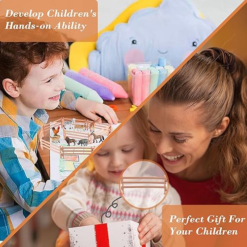 Miniatura 5 de RCOMG 40 piezas de juguetes de valla de caballo de plástico para granja, corral, accesorios de esgrima para caballos, figuras de caballos estables,