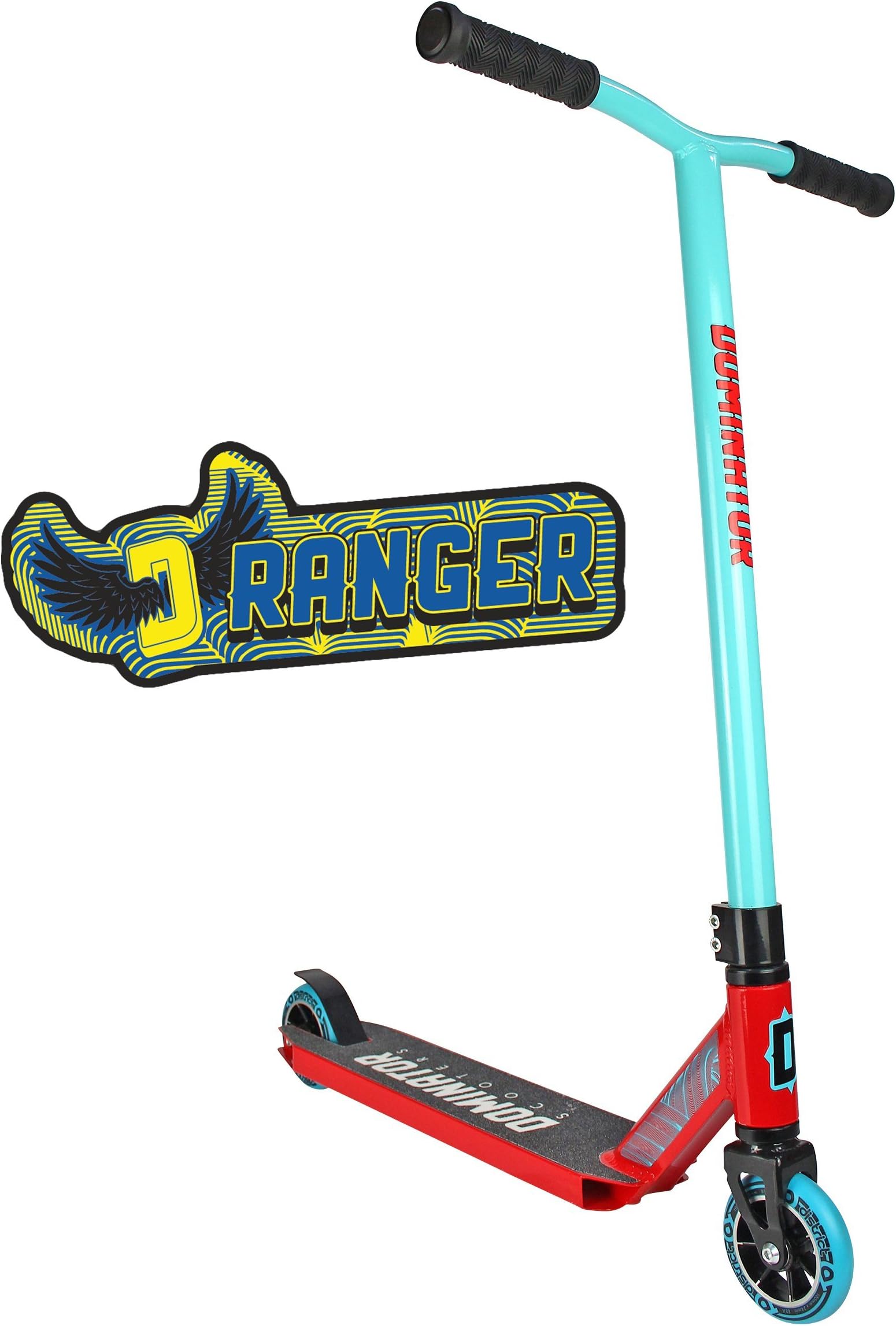 Dominator Ranger Pro Scooter - Stunt Scooter - Trick Scooter (Turquoise/Red)