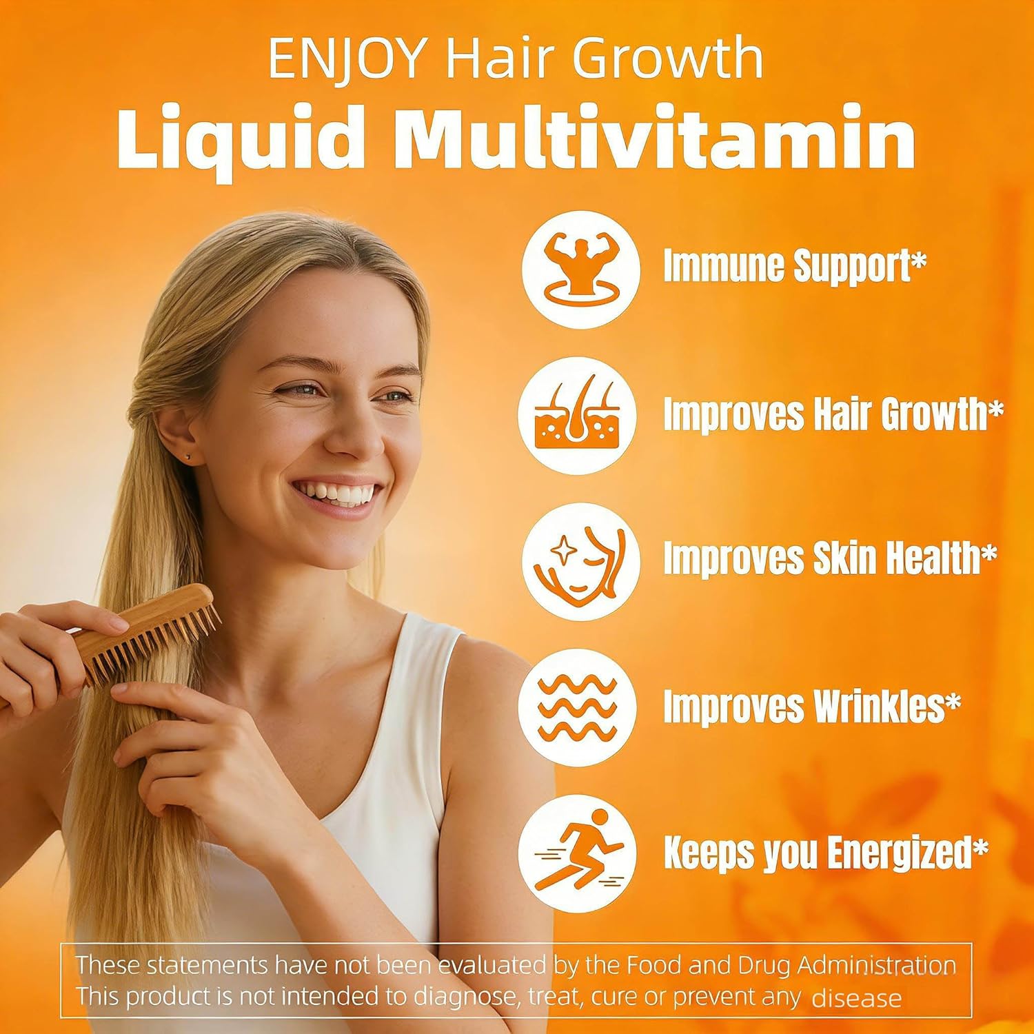Liquid Biotin 10,000mcg Multivitamin for Women & Men 18+, Hair Skin and Nails Supplement with B-Complex, Promotes Thicker Hair & Skin Elasticity,Liquid Hair Growth Vitamins,15.22 Fl Oz (1 bottle)