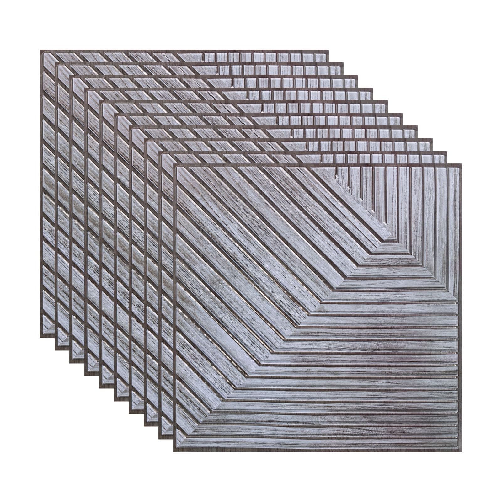 Inscrip 3D Wall Panels, 10Pcs 30cm x 30cm Self Adhesive Brick Effect Wall Panels, Waterproof Foam Wall Panel DIY Wall Stickers for Kitchen, Bathroom, Living Room (Gray Wood Grain)