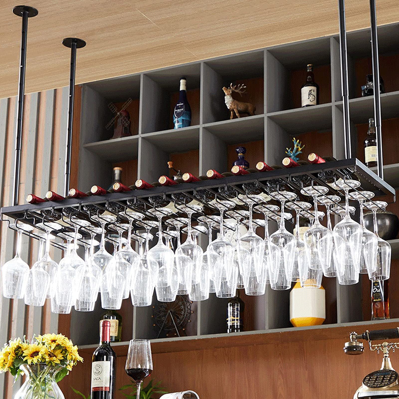 Support de plafond en métal pour bouteilles et verres lors de vos soirées