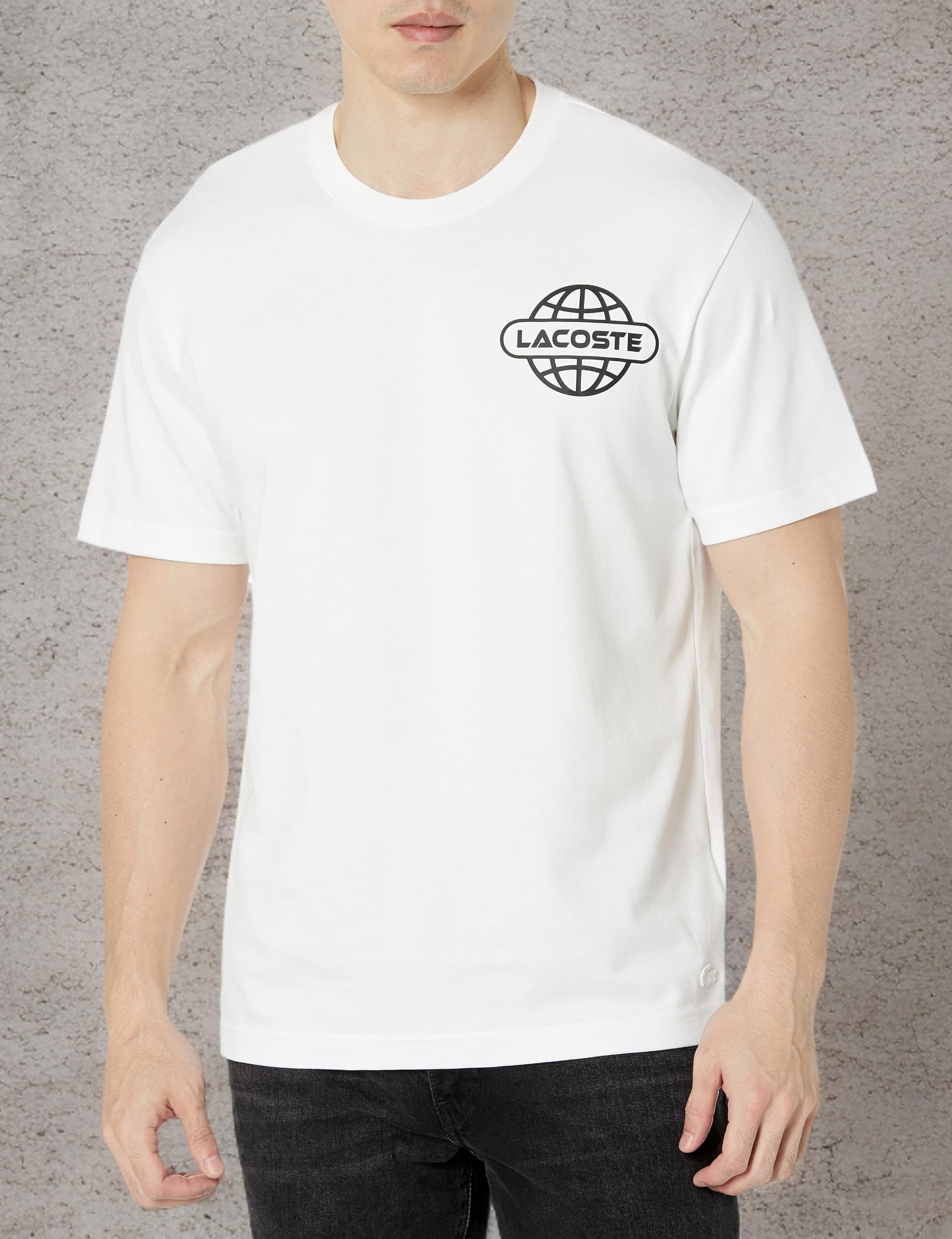 Lacoste Camiseta de manga corta con estampado de globo delantero y trasero para hombre