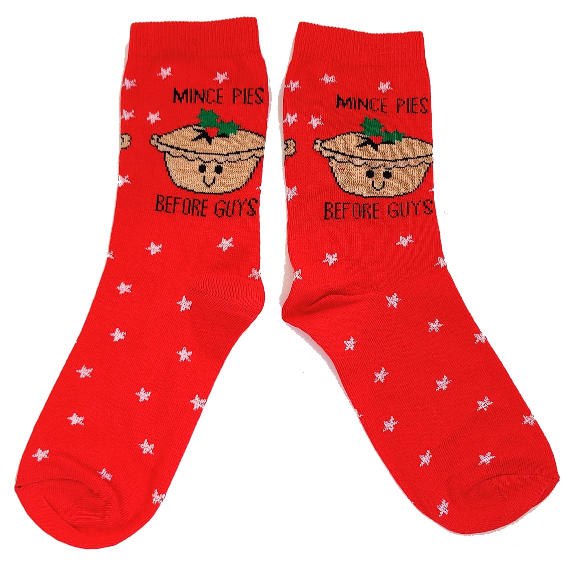 Ladies Mince Pies Before Guys Red Christmas Socks 4-8 UK / 37-42 Eur / 6-10 US