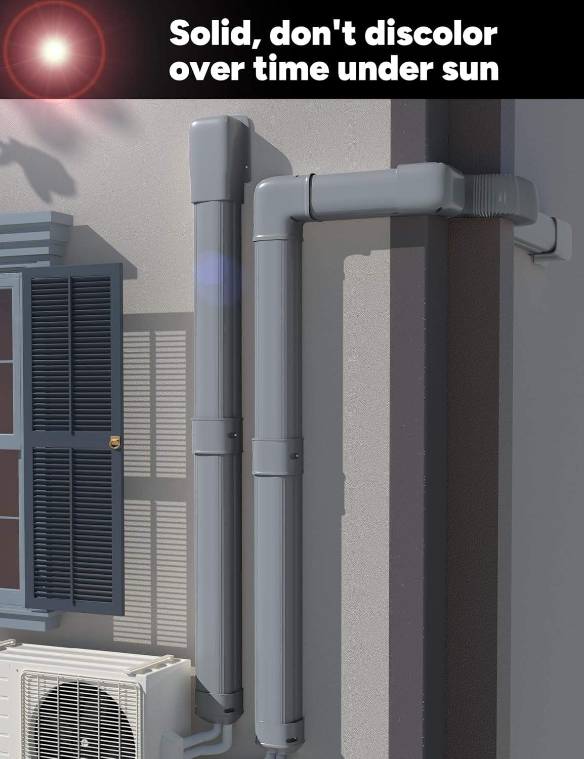 3'' 19ft mini split line set cover kit for minisplit ductless linset air conditioners and heat pumps, central ac decorative upgraded uv-proof strong & durability pvc pipe, gray gray 3'' x 19ft