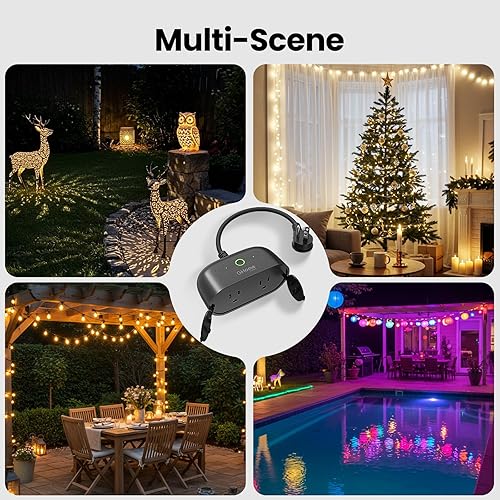 Miniatura 8 de GHome Smart Enchufe para exteriores, enchufe inteligente doble individual con IP64 impermeable, funciona con Alexa Google Assistant y SmartThings,