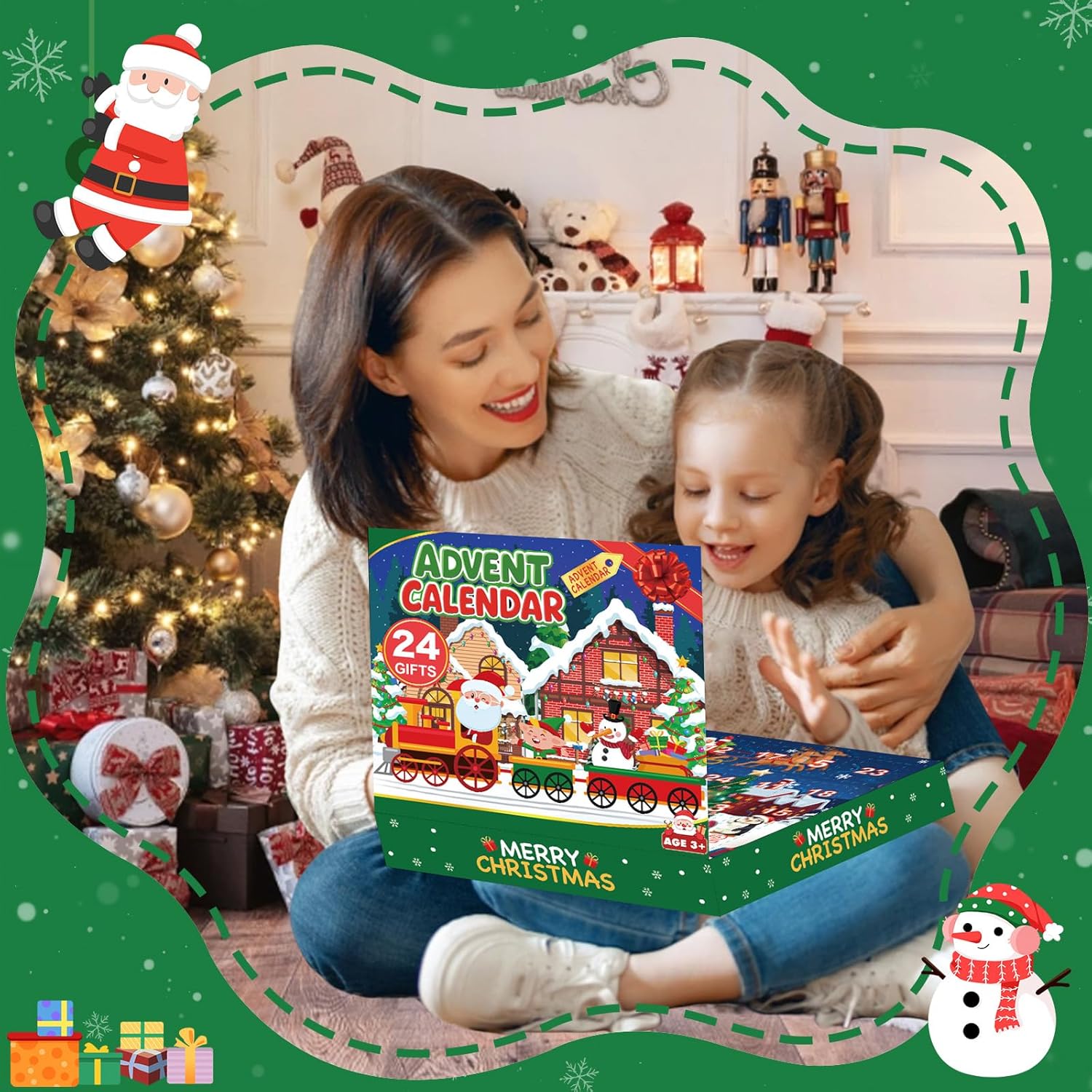 Mochi Advent Calendar, 24 Days Christmas Countdown Calendar Mochi Squishy Stress Relief Toys for Kids Girls Boys Teens Toddlers Christmas Party Favors Gifts