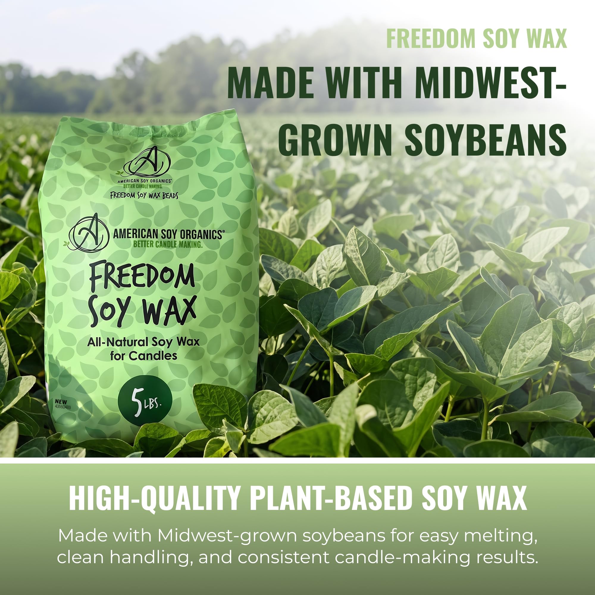 American Soy Organics - Perły wosku sojowego Freedom do produkcji świec, wysokiej jakości materiały do produkcji świec sojowych, 2 kg