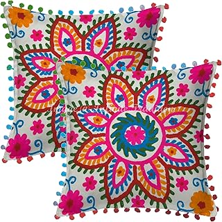 12 Indian Balcony Ideas with Warm Colors and Cultural Touches 3 Ethnic Chair Seat Throw Pillow Cover 16x16 Suzani Embroidered White Indi...