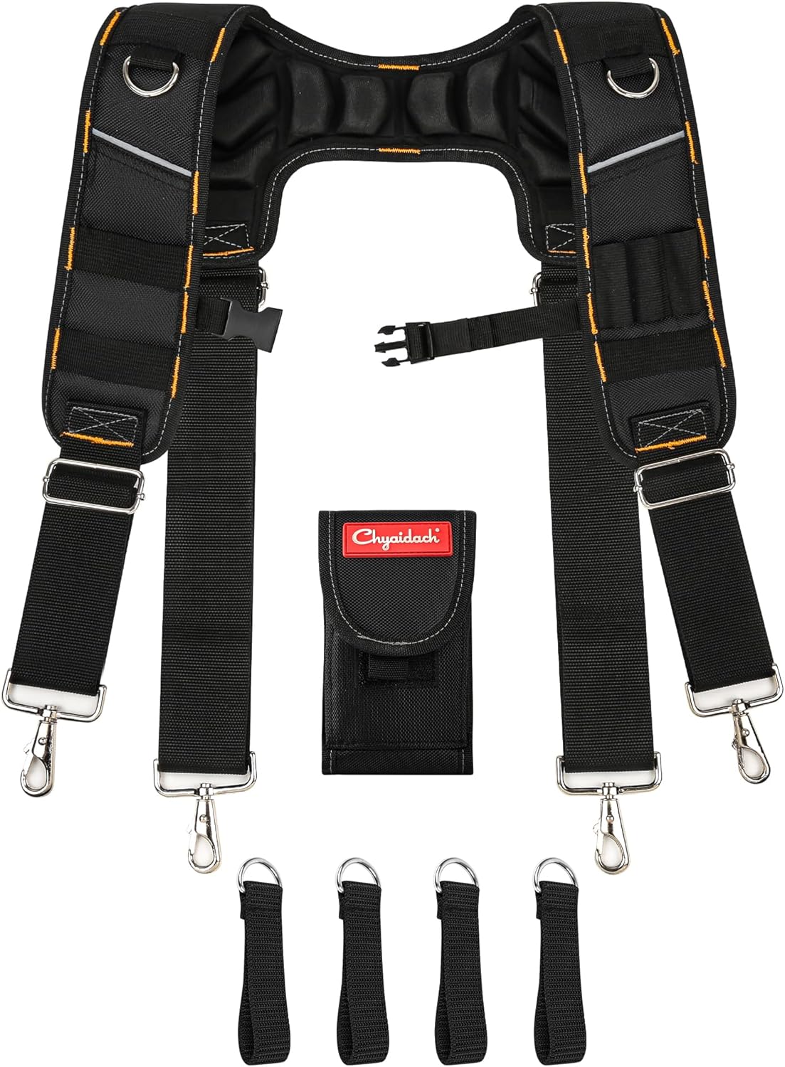 Chyaidach Tool Belt Suspenders for Men, Extreme Comfort Molded Air Channel Padded Suspenders for Tool Belt, Tool Bag Suspenders for Construction Worker, Electrician, Framer, Carpenter, Roofer