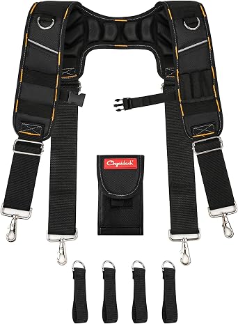 Chyaidach Tool Belt Suspenders for Men, Extreme Comfort Molded Air Channel Padded Suspenders for Tool Belt, Tool Bag Suspenders for Construction Worker, Electrician, Framer, Carpenter, Roofer