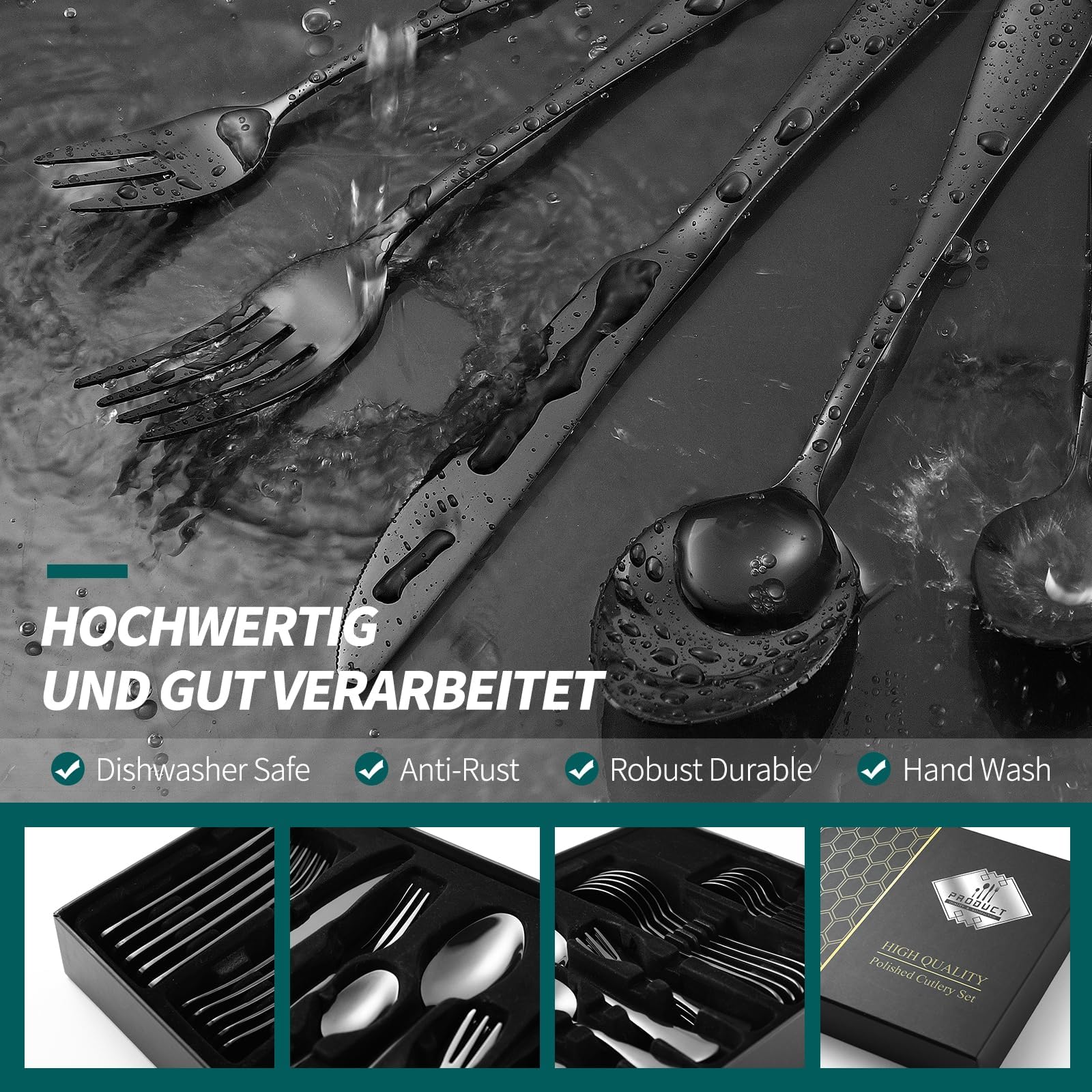 Set 120 Posate Riutilizzabili Oro Rosa - 40 Forchette, Coltelli, Cucchiai Per Feste - Foto 7