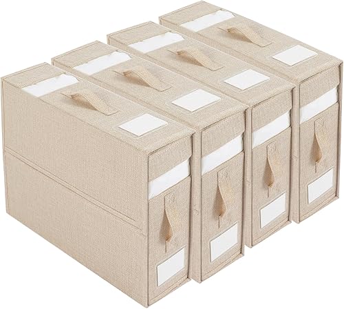 Juego de sábanas de cubo de sábanas, paquete de 4, caja de almacenamiento plegable para juego de funda de edredón, organizador de armario de lino