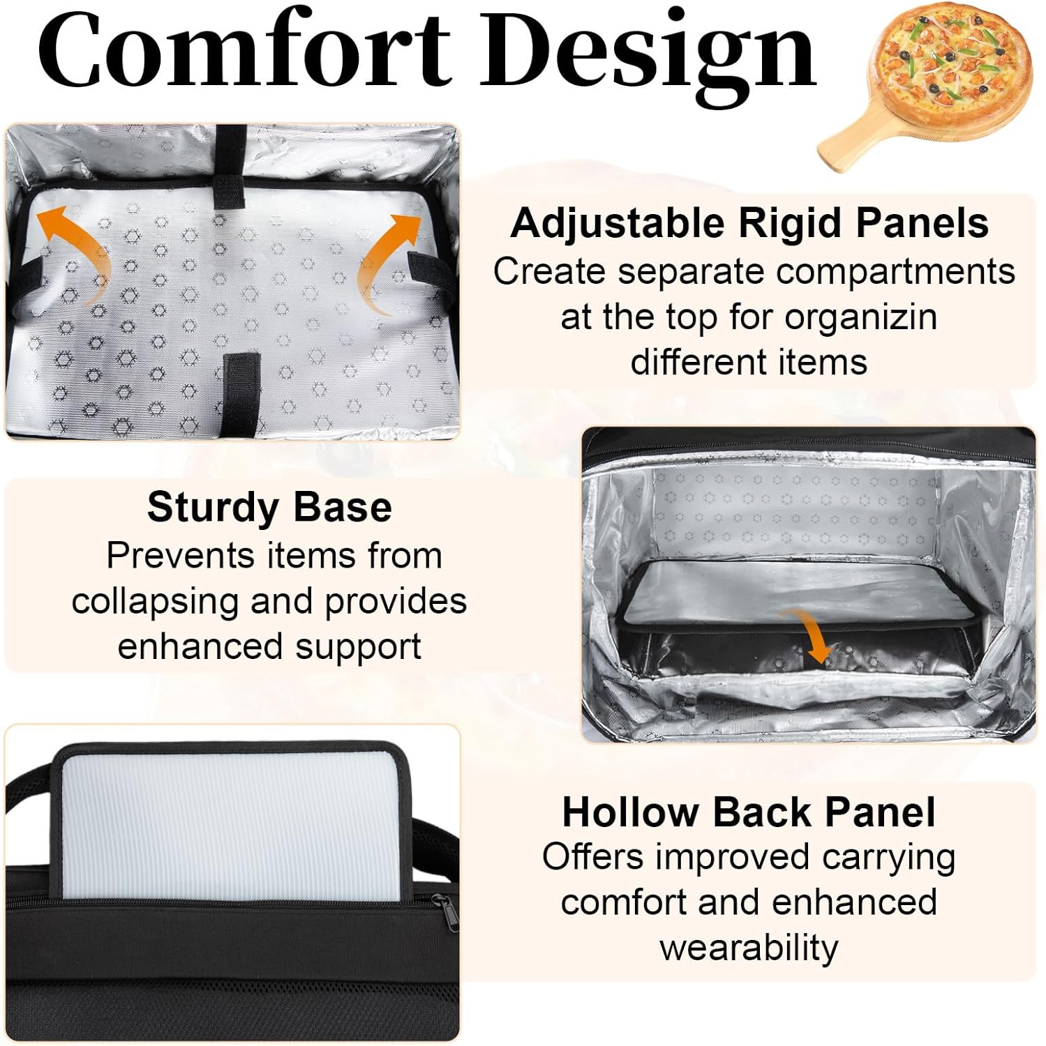 Food Delivery Backpack, Expandable Delivery Backpacks for Hot/Cold with Reflective Strips and Cup Holder. Bike Delivery Bag Backpack Suitable for Uber Eats, DoorDash, and Camping - Image 5