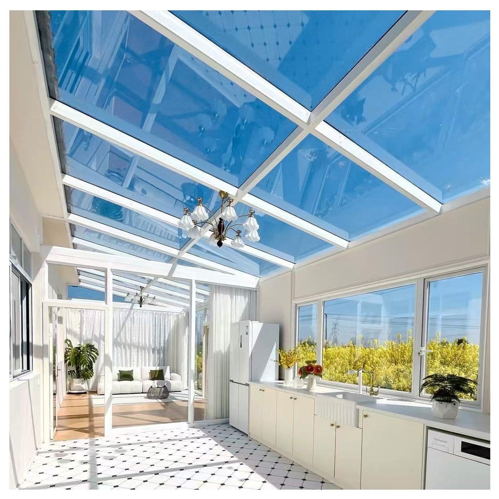 Polycarbonate Panel Roofing Sheets, Strong Impact and Shatterproof PC Full Transparent Durable Panel, Pergola Greenhouse Canopy Replacement Cover, Clear, 0.5×2m (1.6×6.6ft)