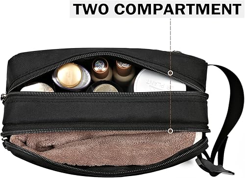 Miniatura 4 de Bolsa de aseo de viaje para hombre, correa colgante, bolsa de afeitado, esencial para dormitorio, Negro-3, Viajes