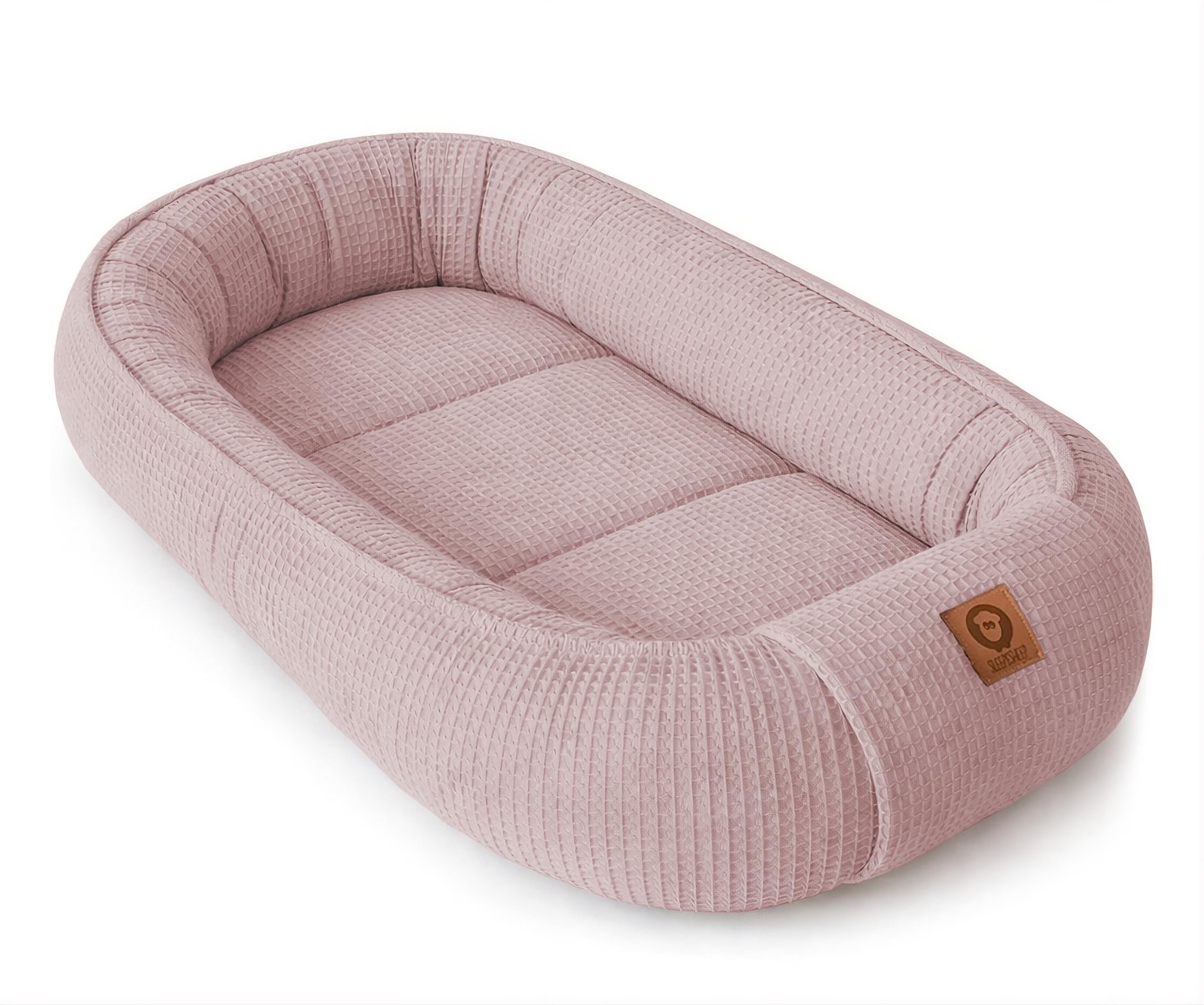 Babynestchen Neugeborene – Babynest aus Waffelpique Baumwolle – Nestchen Baby für Babybett & Kinderbett – Babykokon Tragbar – OEKO-TEX zertifiziert – Zubehör Babybett - Rosa Waffelpique