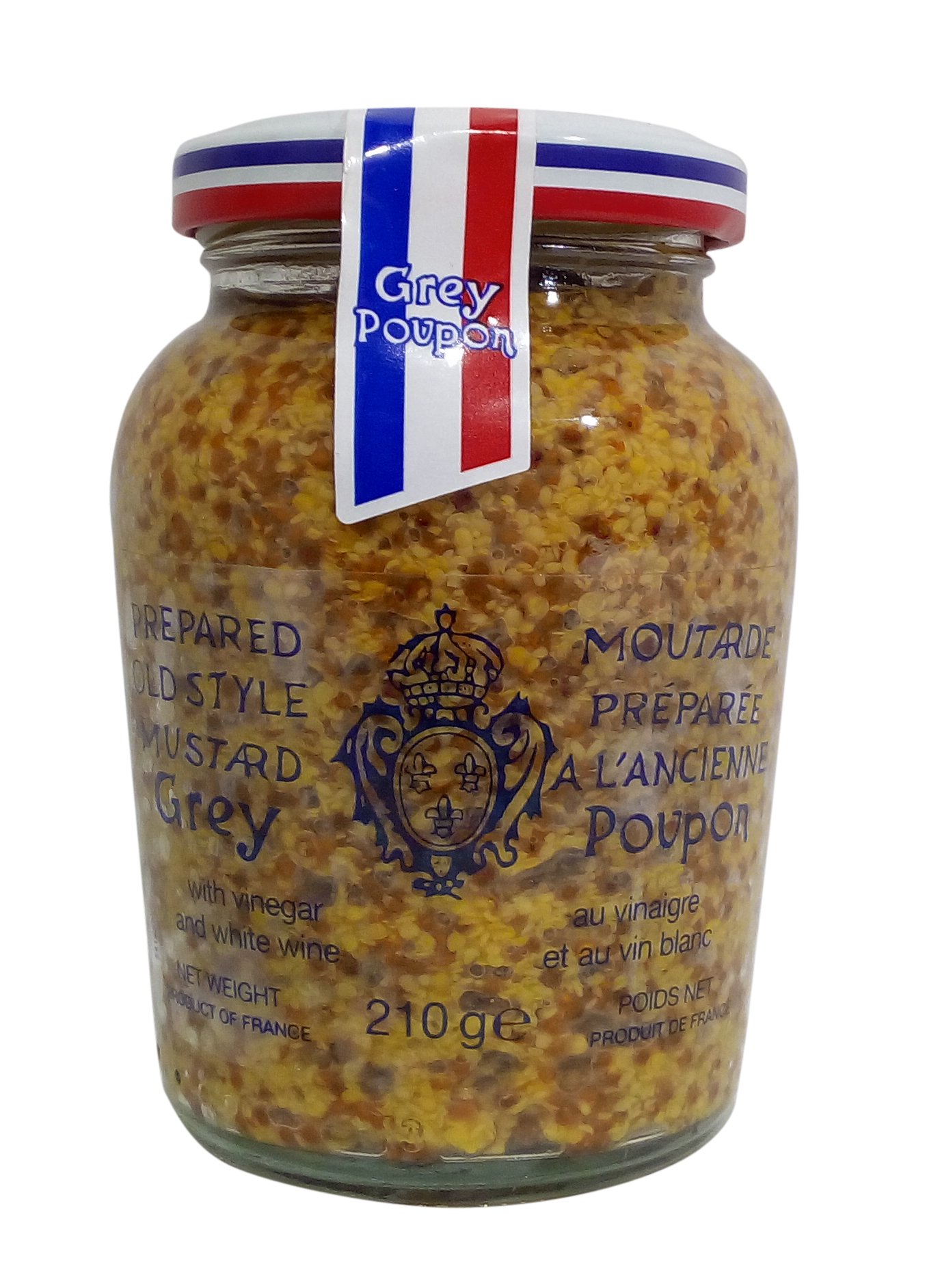 Grey Poupon Prepared Old Style Mustard Grey - with Vinegar and White Wine, 210g Jar
