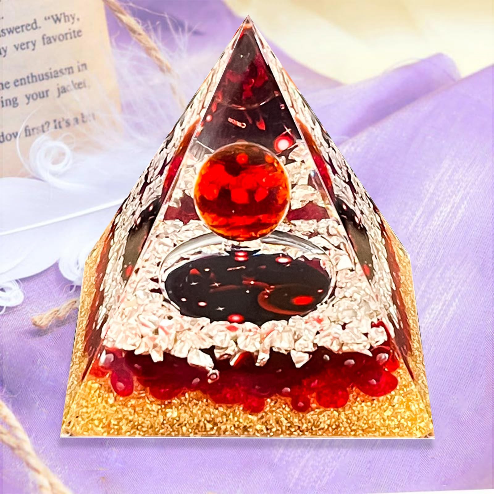VDYXEWVDYXEW Crystal Pyramid,Crystal Garnet Zodiac Cancer Orgone Pyramid,Healing Crystal,Postive Energy Orgonite Crystal Healing for Yoga, Meditation, Stress Reduce (Cancer)