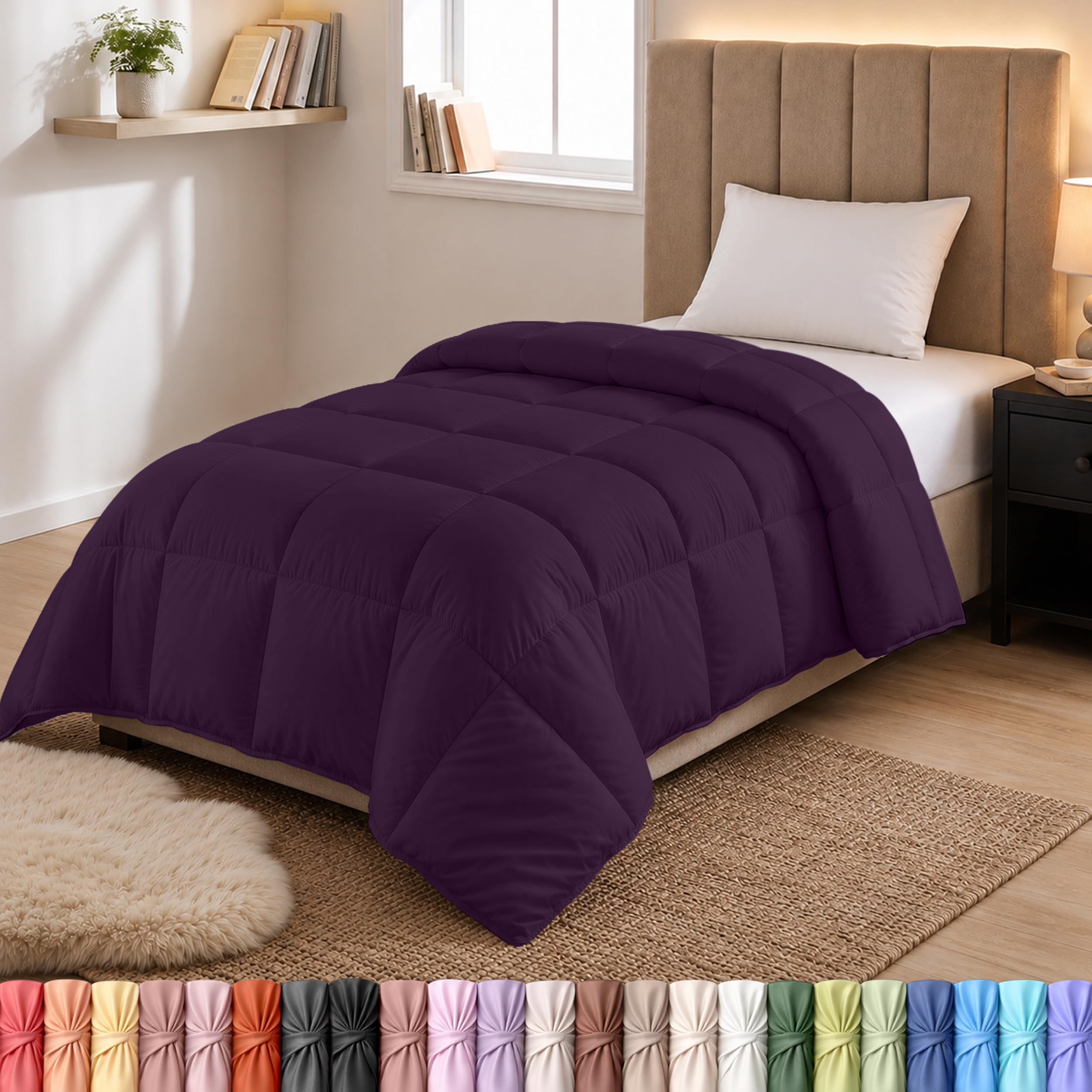 Utopia Bedding Duvet Insert, Twin Comforter 64 x 88 Inches, Plum