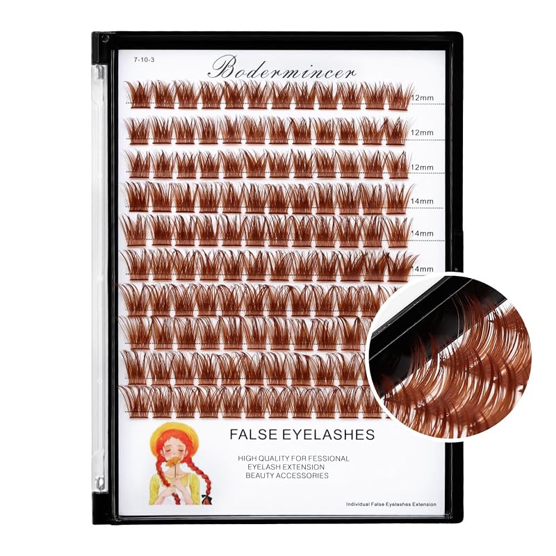 Cílios Postiços em Clusters Bodermincer M01 Light Brown D Curl 0,07 mm, 12-14-16 mm MIX