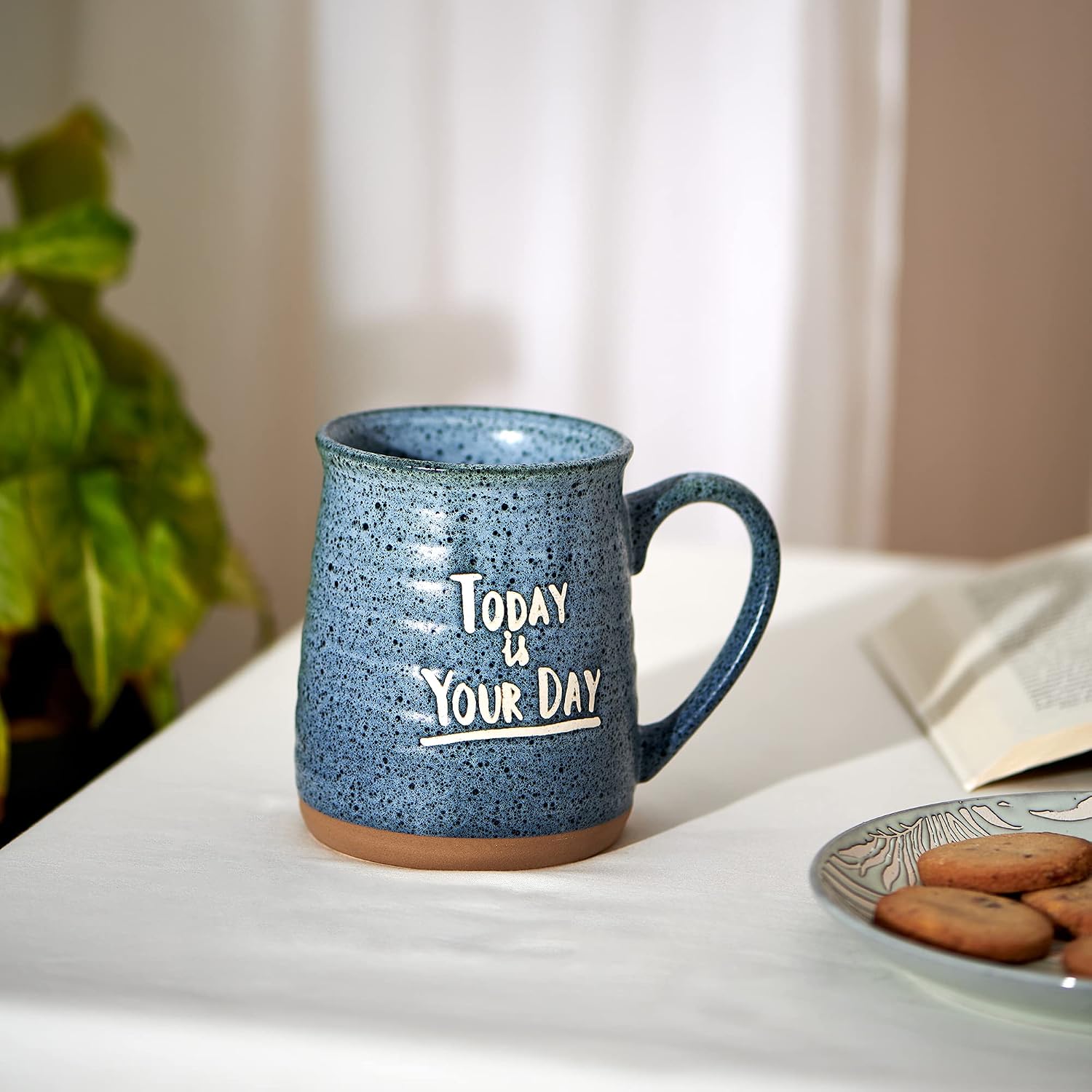 Chumbak Today is Your Day Blue Mug, Blue Tea and Coffee Mug, Ceramic Drinking Mug, Breakfast Mug for Home and Office, Dining and Tableware for Hot Beverages, Dishwasher and Microwave Safe