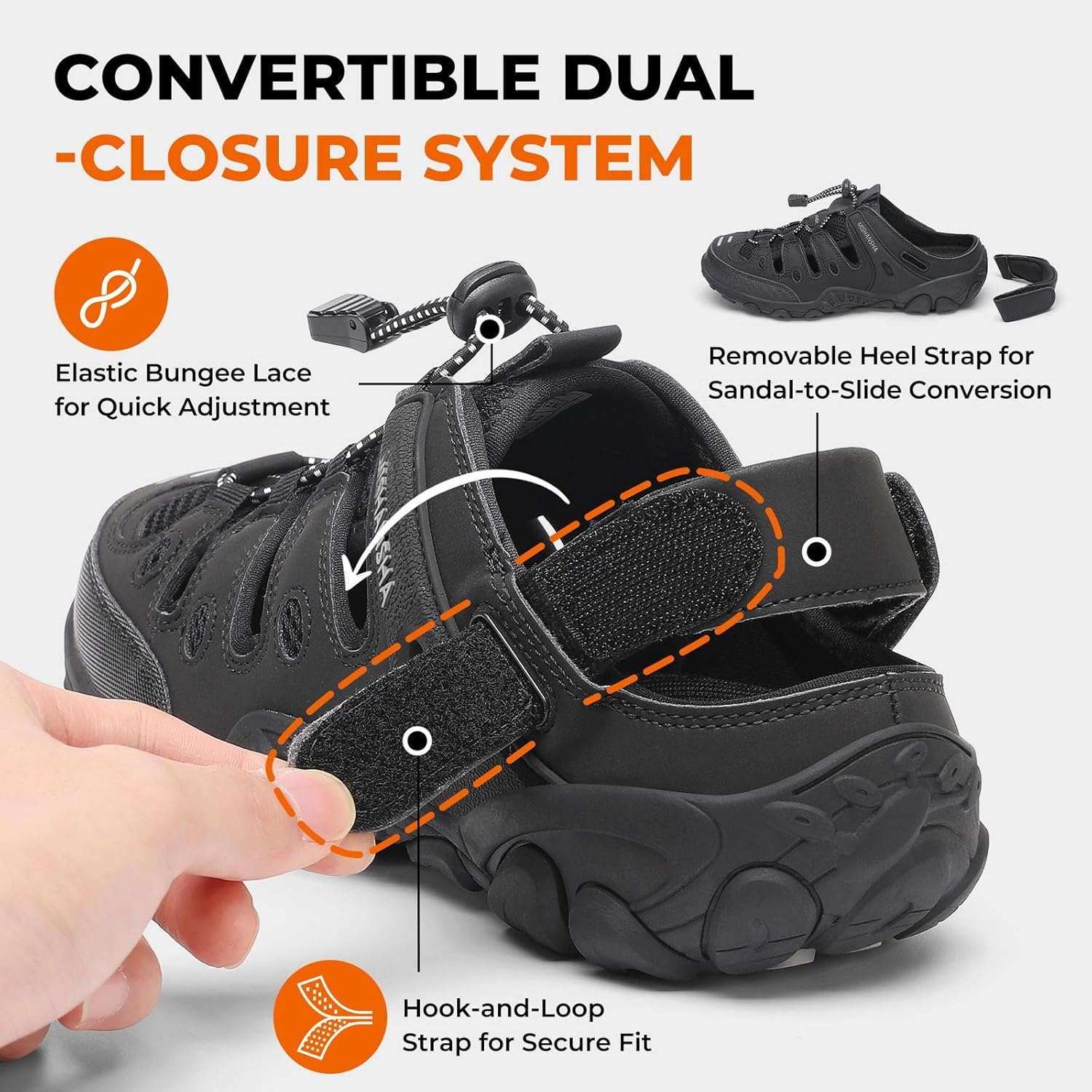 Mishansha Men's Women's Hiking Sandals, Closed Toe Outdoor Water Sandals with Adjustable Strap, Non Slip Sport Sandal for Trail Beach Travel